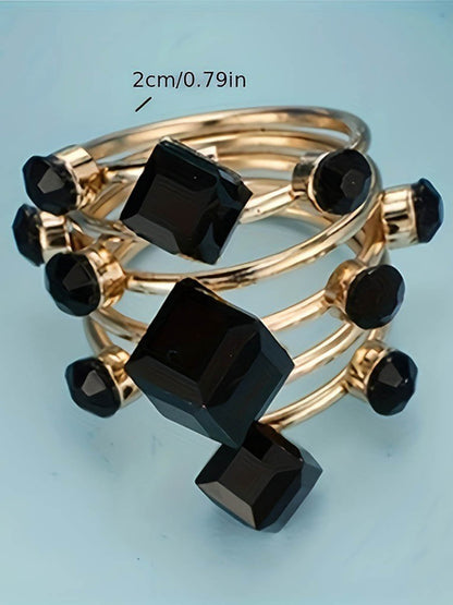 Geometric Rhine Stones Rings Accessories