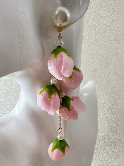 Tasseled Flower Shape Drop Earrings