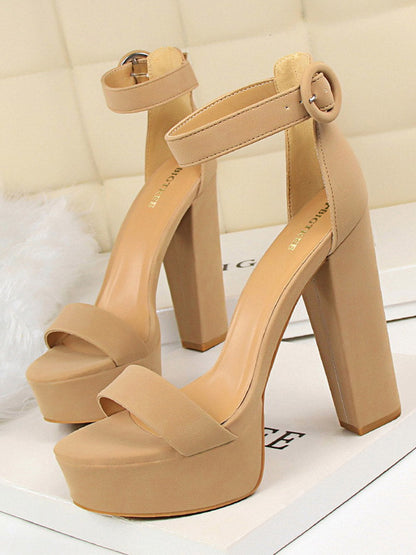 Buckle Peep-Toe Split-Joint Pumps Sandals