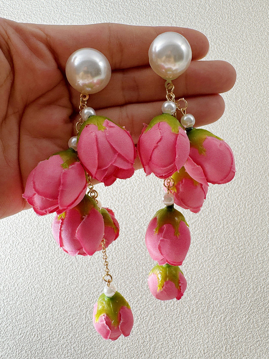 Tasseled Flower Shape Drop Earrings