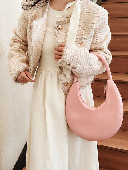 Geometric Solid Color Zipper Satchels