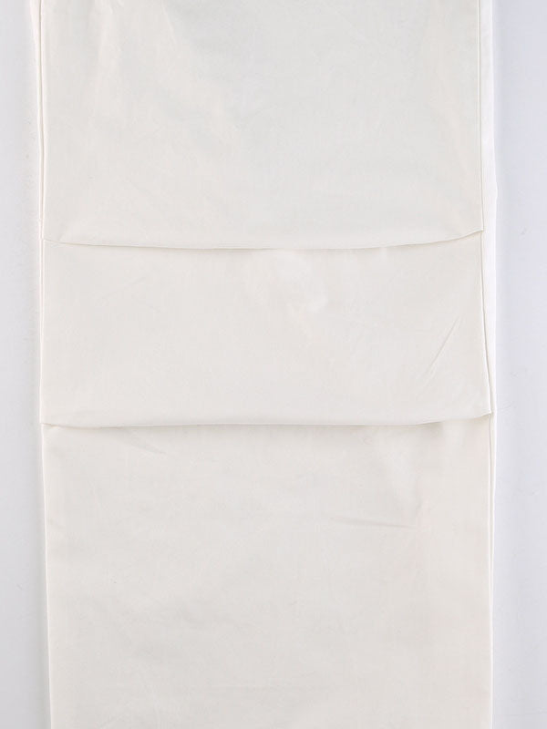 Loose Wide Leg Drawstring Pockets Solid Color Split-Joint Pants Trousers