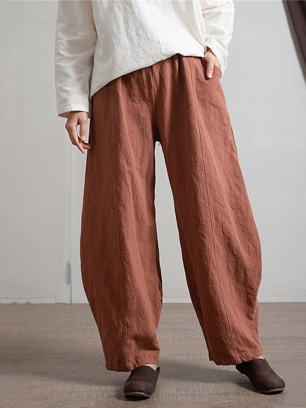Simple High Waisted Solid Color Wide Leg Pants
