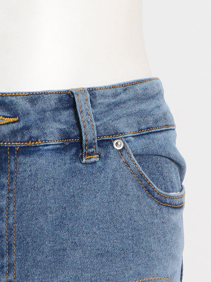High Waisted Gauze Split-Joint Split-Side Jean Pants Bottoms