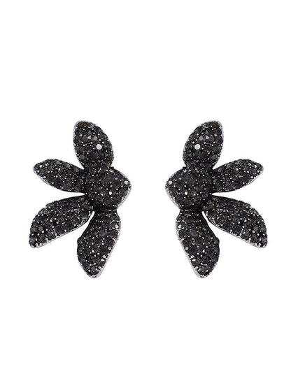 Flower Shape Geometric Rhinestone Shiny Earrings Accessories