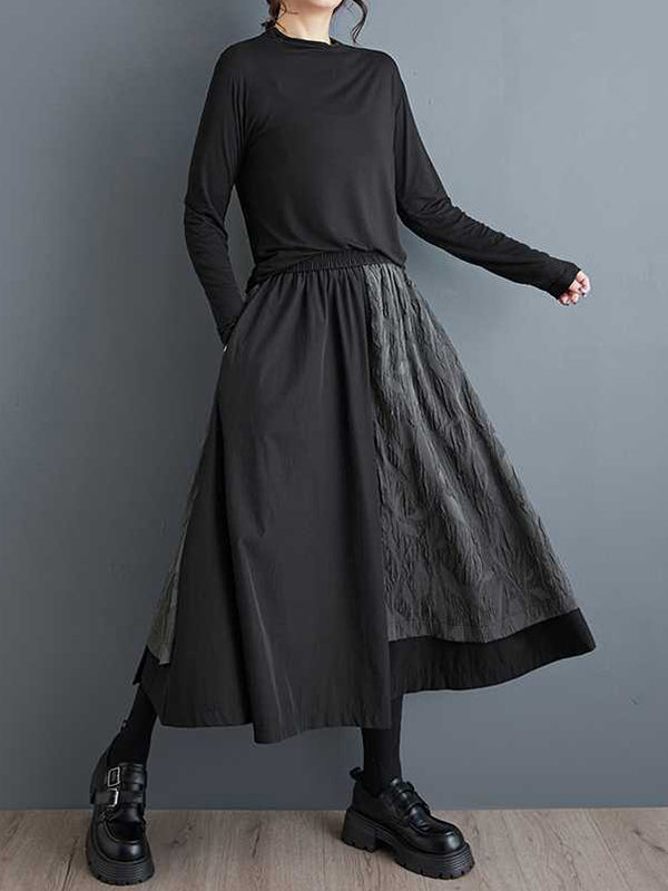 High Waisted Loose Elasticity Jacquard Pleated Pockets Culotte Wide Leg Pants