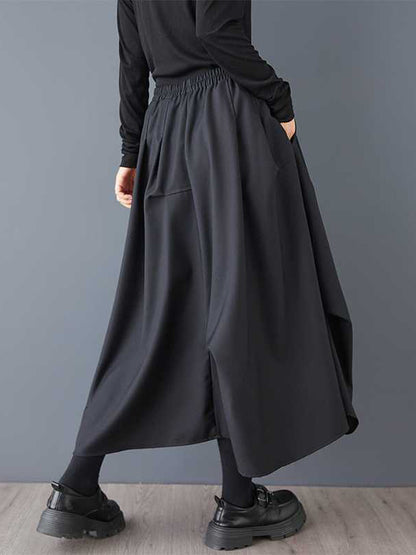 A-Line High Waisted Elasticity Pleated Solid Color Skirts Bottoms