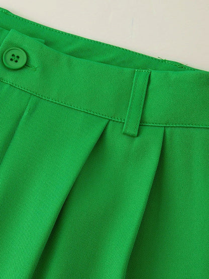 Loose Wide Leg Pleated Solid Color Split-Joint Pants Trousers