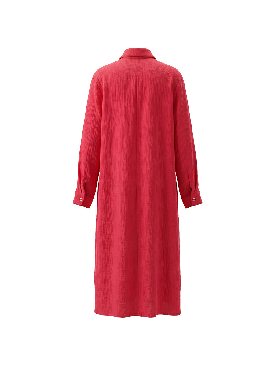 Long Sleeves Loose Buttoned Solid Color Lapel Blouses&Shirts Tops