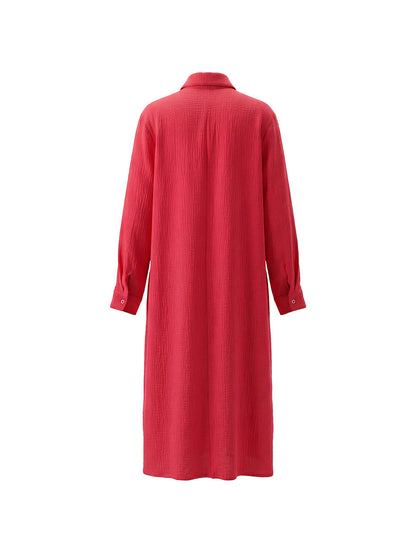 Long Sleeves Loose Buttoned Solid Color Lapel Blouses&Shirts Tops