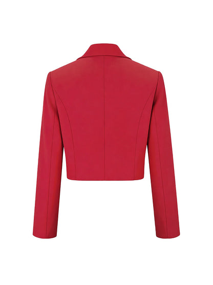 Long Sleeves Skinny Solid Color Notched Collar Blazer Outerwear