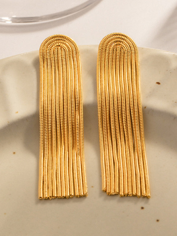 Solid Color Tasseled Drop Earrings Earrings Accessories