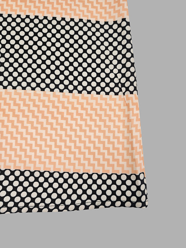 High Waisted Loose Printed Split-Joint Striped Long Skirts Skirts