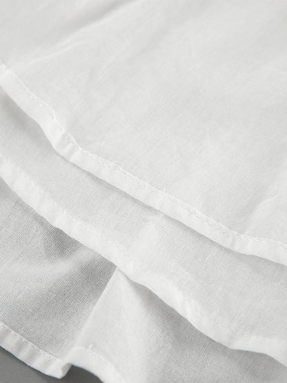 Solid Color Puff Sleeves Split-Joint Stand Collar Blouses + Pleated High Waisted Skirts Two Pieces Set