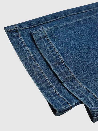 High Waisted Loose Drawstring Elasticity Gradient Jean Pants Bottoms