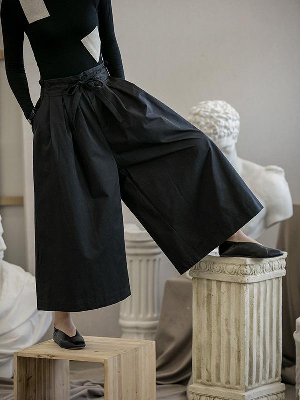 Retro Bandage Wide Leg Casual Pants