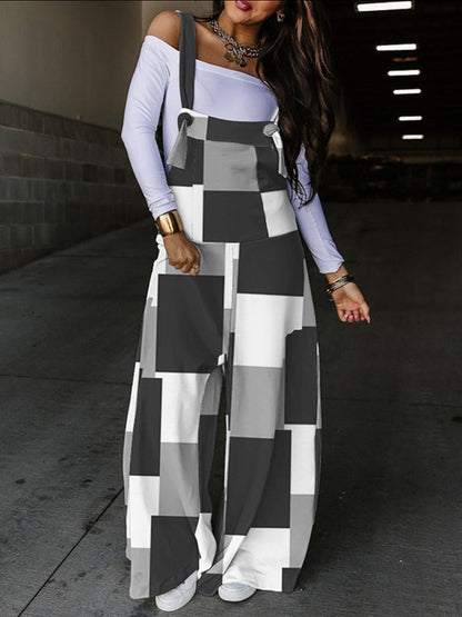 Loose Sleeveless Color-Block Knot Pockets Split-Joint Overalls