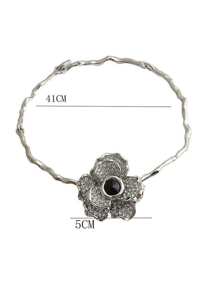 Flower Shape Geometric Rhine Stones Necklaces Accessories