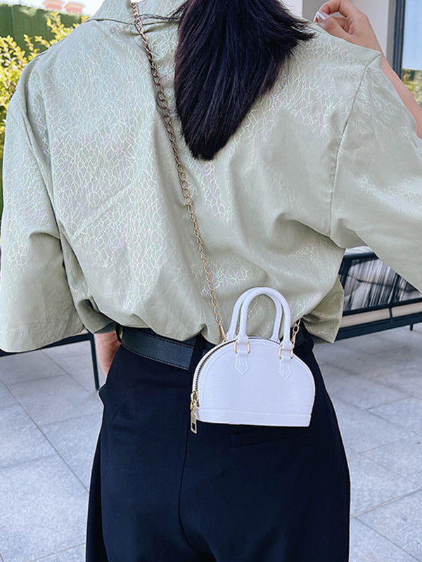 Chains Geometric Zipper Crossbody Bags Satchels