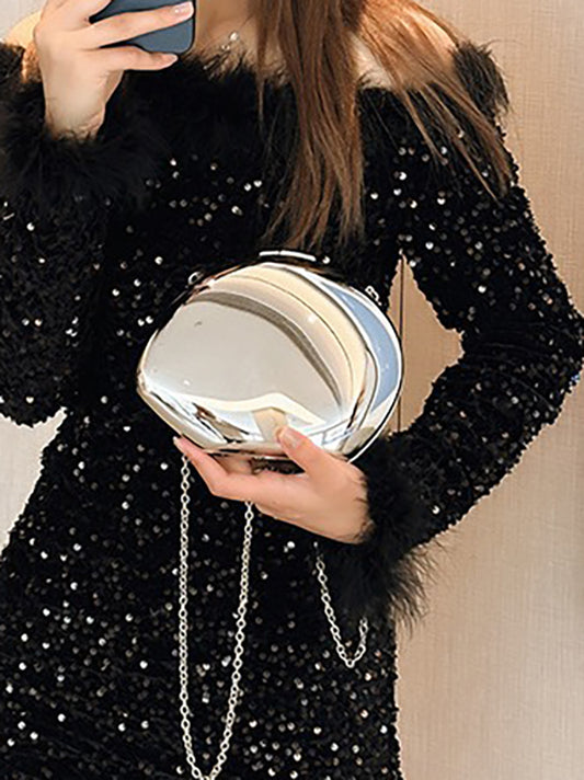 Chains Geometric Solid Color Crossbody Bags Satchels