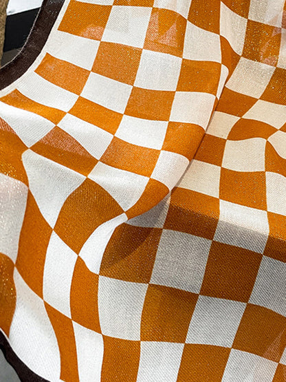 Simple Fashion Contrast Color Plaid Printed Scarf