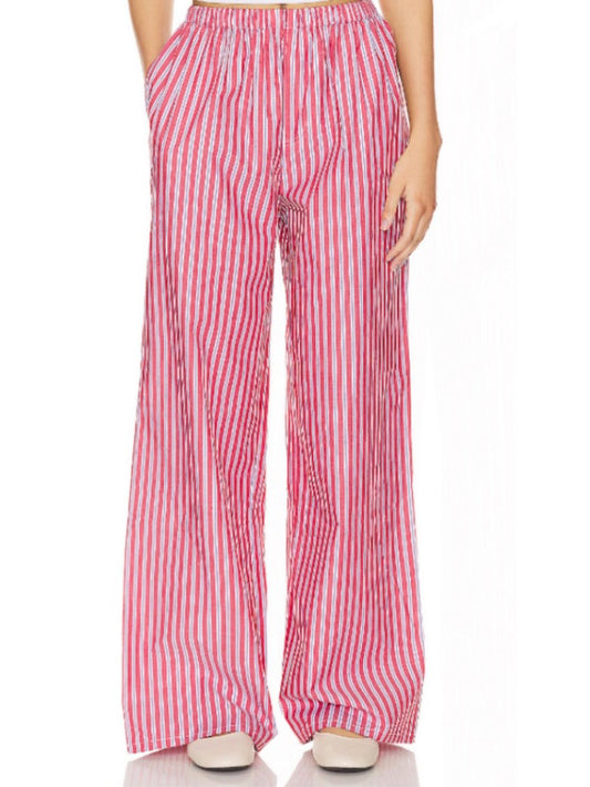 Loose Elasticity Pockets Striped Casual Pants Bottoms Trousers