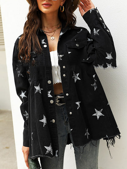 Long Sleeves Loose Fringed Pleated Split-Joint Lapel Outerwear