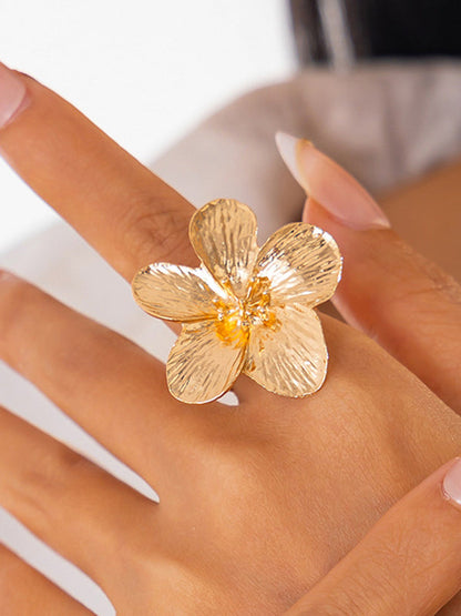 Flower Shape Pleated Shiny Rings Accessories