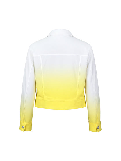 Long Sleeves Buttoned Gradient Zipper Lapel Outerwear