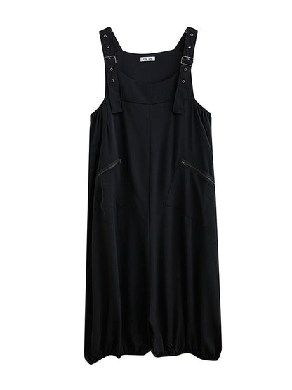 Loose Oversize Solid Color Zipper Jumpsuits Bottoms