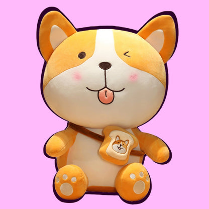 Cute Shiba Inu with Toast Plushie