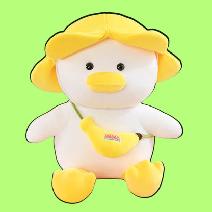 Quack-tastic Banana-Hat Duck Plushie
