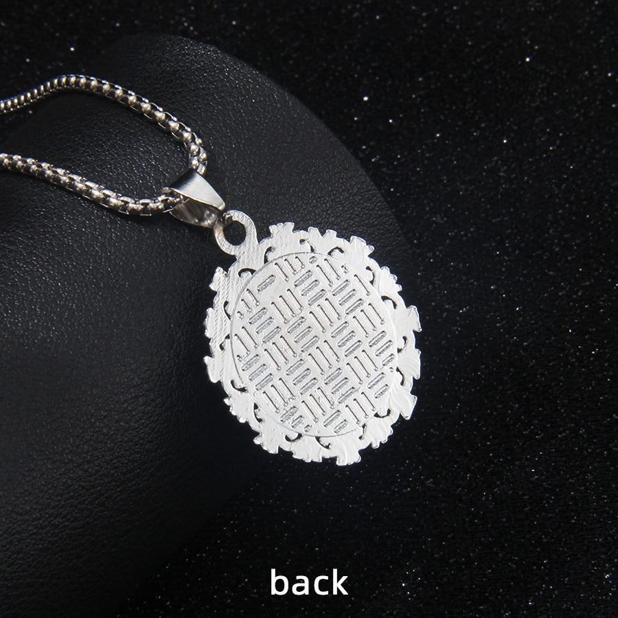 Hip-Hop Round Devil's Eye 201 Stainless Steel Alloy Unisex Pendant Necklace