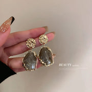 Silver Needle-Gray Ear Studs