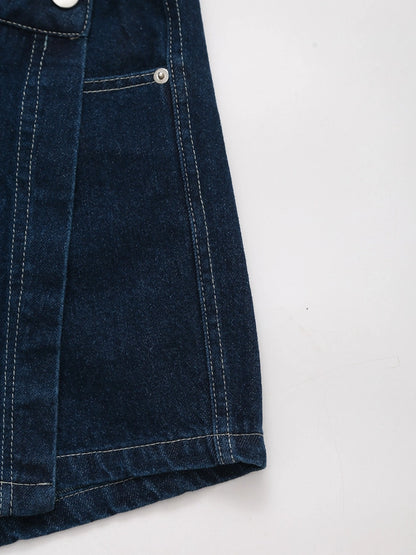 Daily Women's Simple Style Classic Style Solid Color Denim Pocket Skirt Sets Skirt Sets