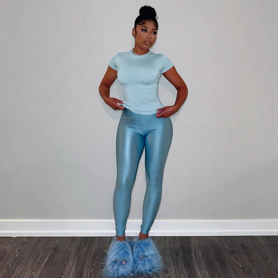Daily Women's Streetwear Solid Color Spandex Polyester Pants Sets Pants Sets
