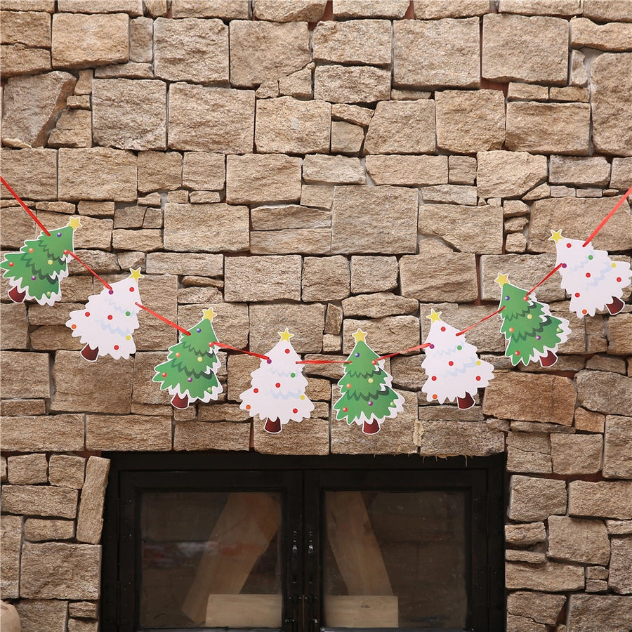 Christmas Paper Flag Christmas Window Hotel Scene Decoration Flag  Santa Claus Flag