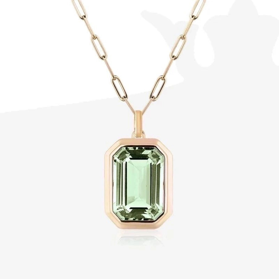 Jewelry Vintage Style Square 304 Stainless Steel Zircon 18K Gold Plated Plating Inlay Stainless Steel Necklaces