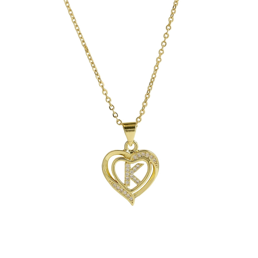 Brass cable chain Plating Letter Heart Shape Pendant Necklace