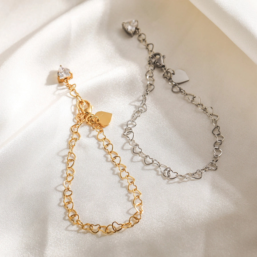 Simple Style Heart Shape 304 Stainless Steel Heart bracelet  Bracelets In Bulk Stainless Steel Bracelets