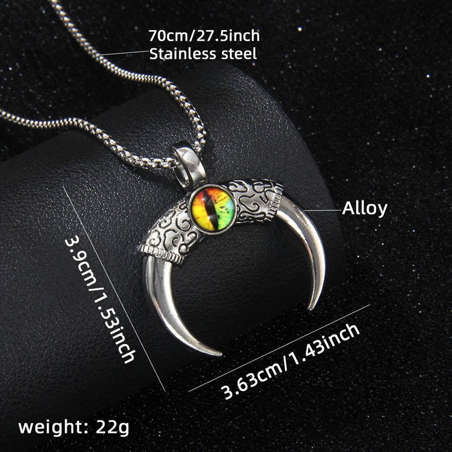 Hip-Hop Vintage Style Devil's Eye Horns 201 Stainless Steel Alloy Plating Unisex Pendant Necklace