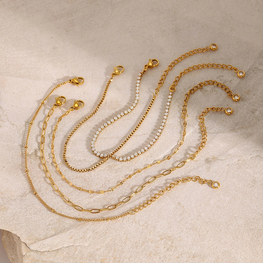 Simple Style Classic Style Geometric 304 Stainless Steel Paperclip Chain box chain Tennis Chain Bracelets In Bulk Stainless Steel Bracelets