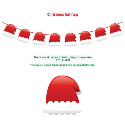 Christmas Paper Flag Christmas Window Hotel Scene Decoration Flag  Santa Claus Flag