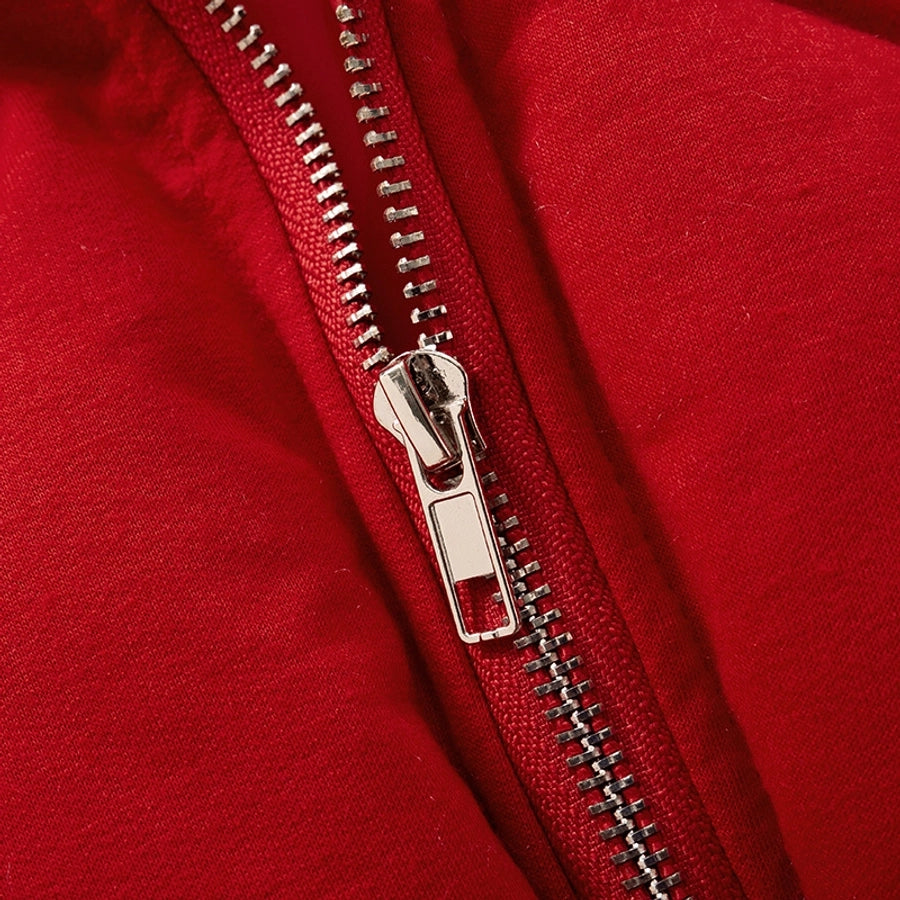 Women's Streetwear Solid Color Zipper Coat cotton clothes