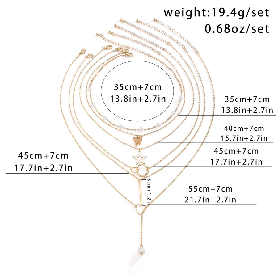 Jewelry Retro Star Heart Shape Arylic Alloy Copper Plating Pendant Necklace