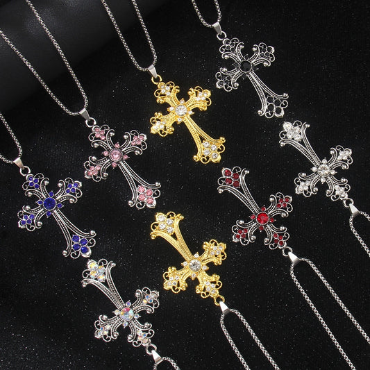 Hip-Hop Vintage Style Cross 201 Stainless Steel Alloy Plating Unisex Pendant Necklace