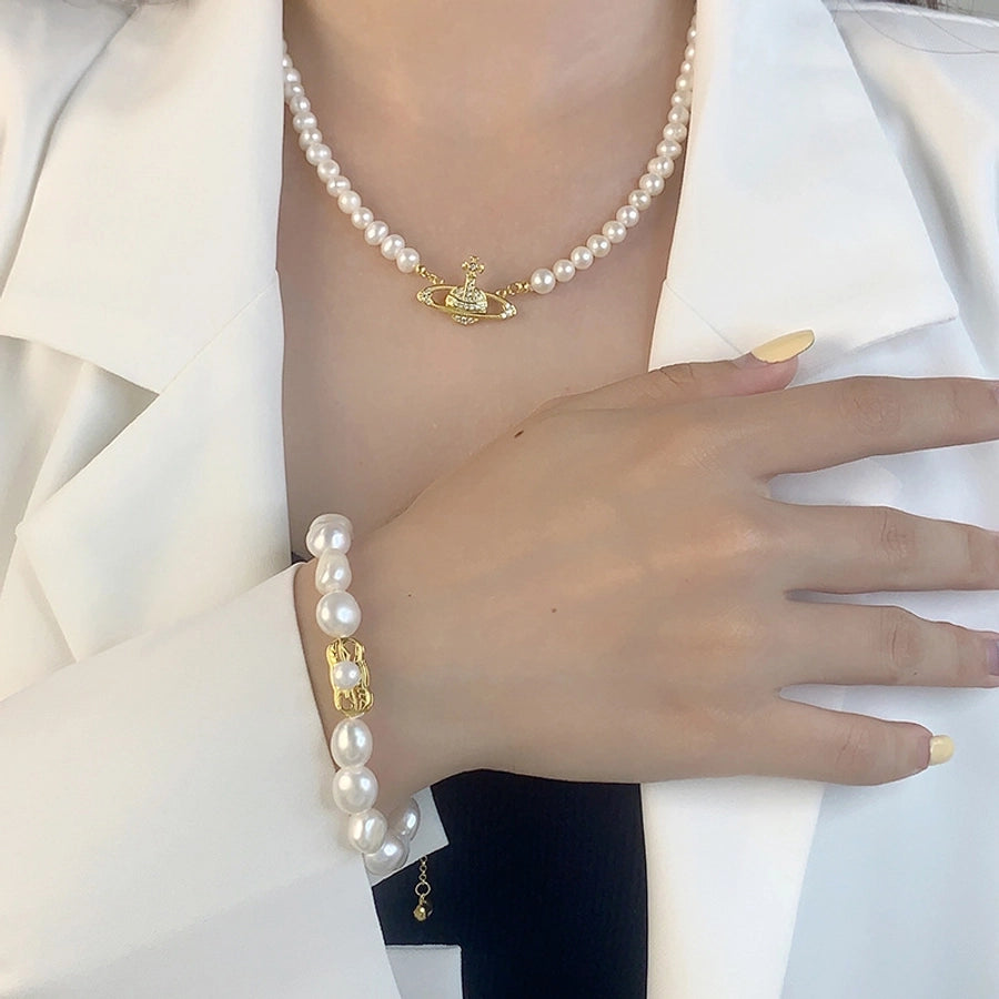 925 Sterling Silver Freshwater Pearl Beaded Chain Bracelets Classic Style