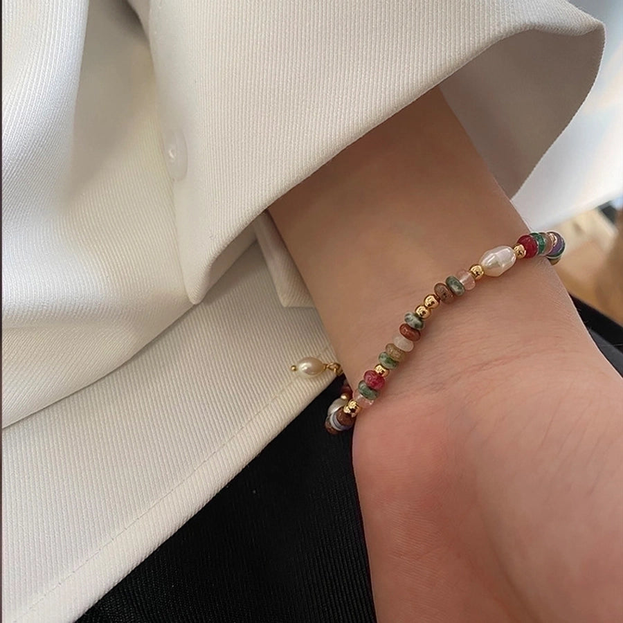 Cute Sweet Colorful 304 Stainless Steel Natural Pearl natural stone Bracelets In Bulk