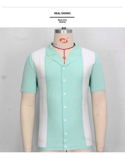 men's cardigan sweater men's sexy shirt lapel business casual woolen  shirt SY0164