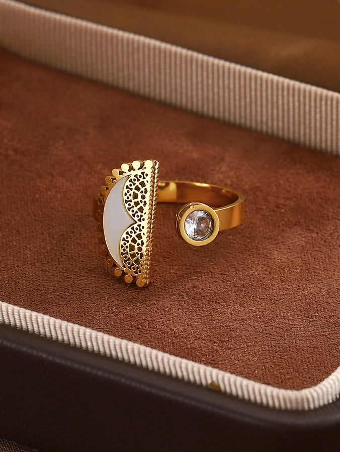 Jewelry Classical Exaggerated Simple Style Devil's Eye Oval Watermelon 316L Stainless Steel  Resin Adjustable Ring